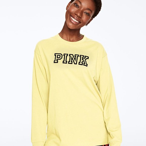 VS PINK LONG SLEEVE CAMPUS TEE - Picture 2 of 4